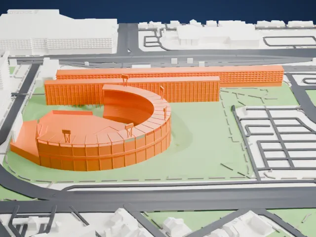 Camden Yards model, West view