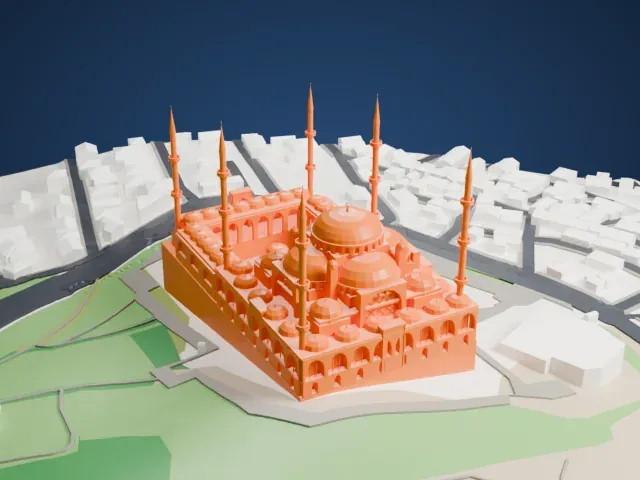 Çamlıca Mosque model, South view