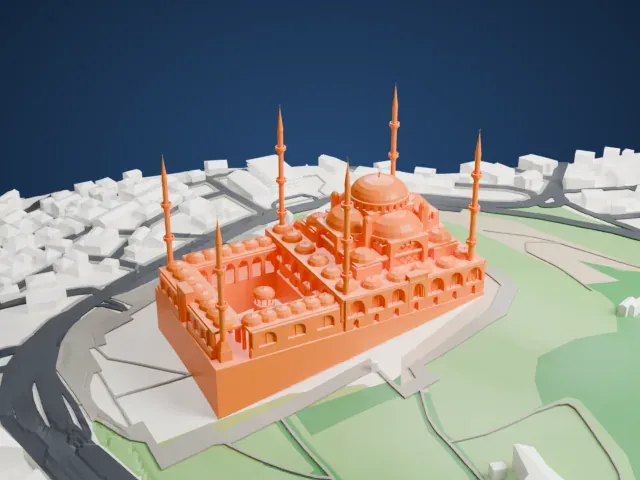 Çamlıca Mosque model, West view