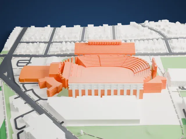 Camp Randall Stadium model, East view