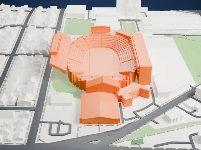 Camp Randall Stadium model, South view