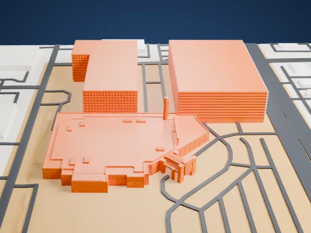 Cannery Casino and Hotel model, East view