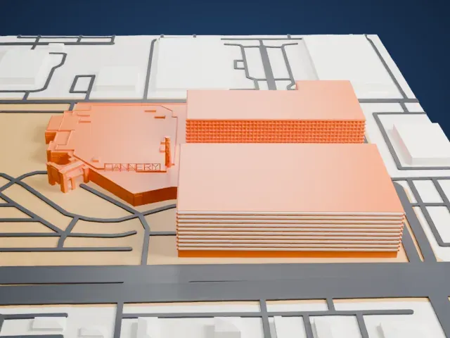 Cannery Casino and Hotel model, North view
