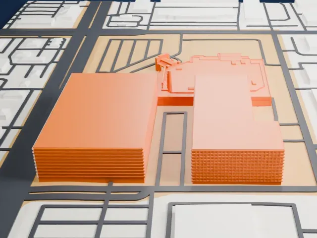 Cannery Casino and Hotel model, West view
