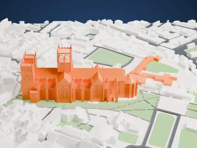 Canterbury Cathedral model, South view