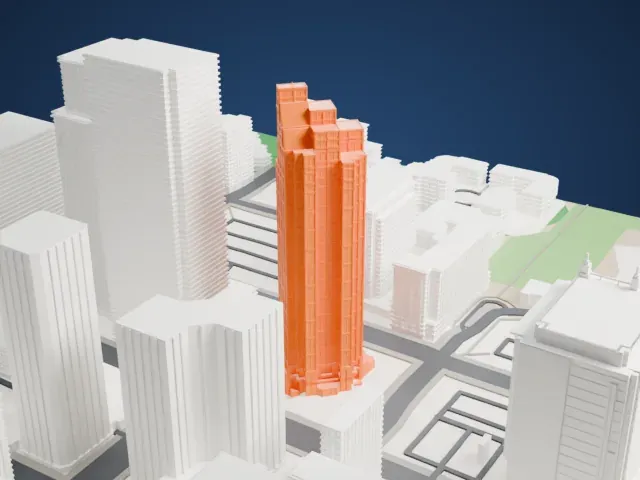 Canterra Tower model, South view