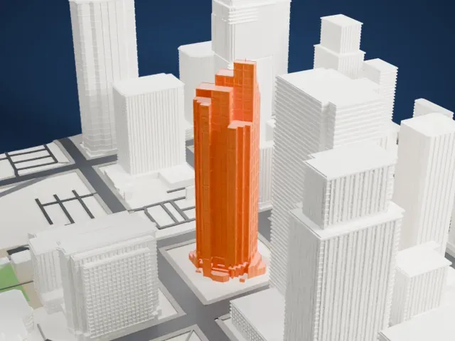 Canterra Tower model, West view