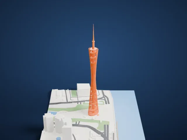 Canton Tower model, East view