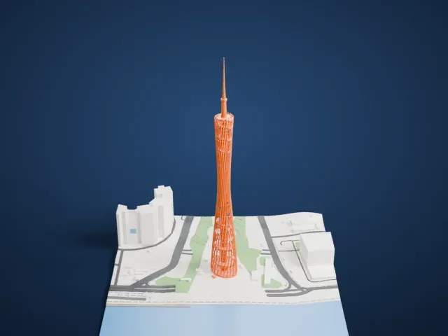 Canton Tower model, North view