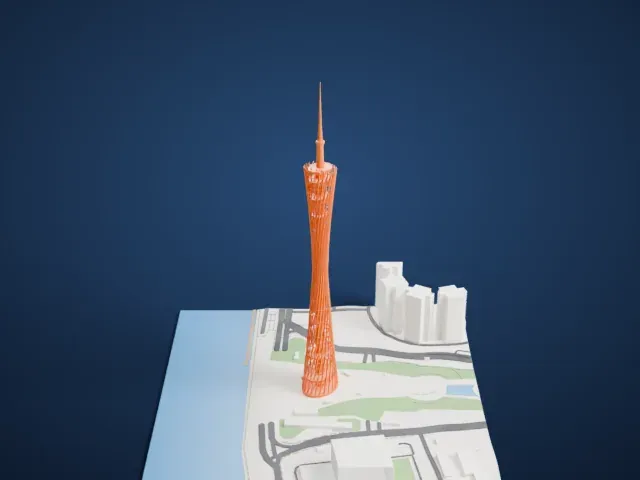 Canton Tower model, West view