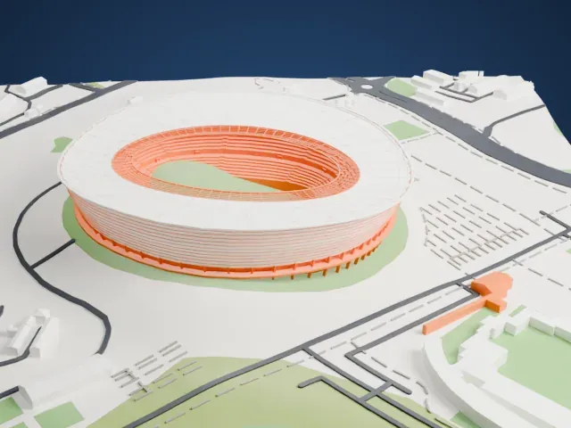 Cape Town Stadium model, West view