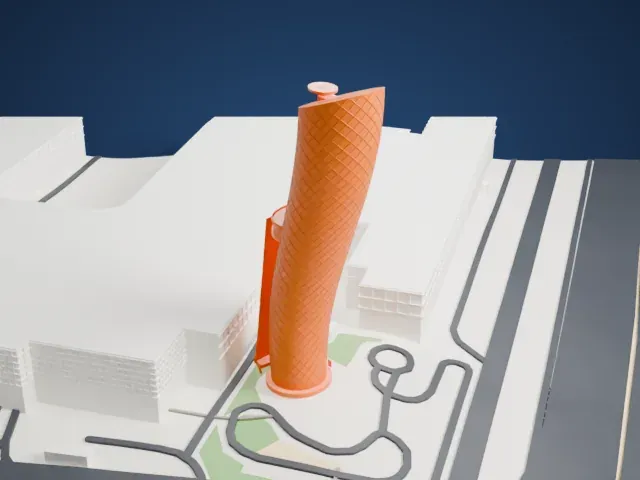 Capital Gate model, West view