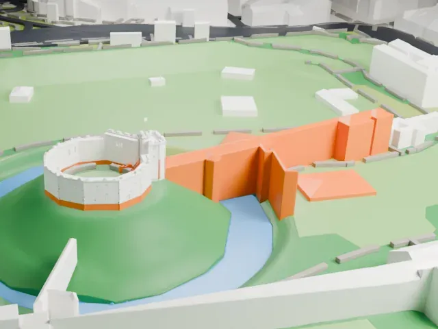 Cardiff Castle model, West view