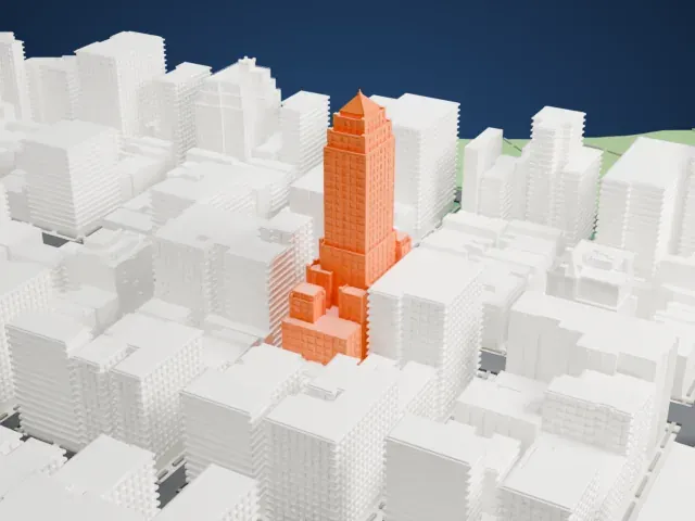 Carlyle Hotel model, East view