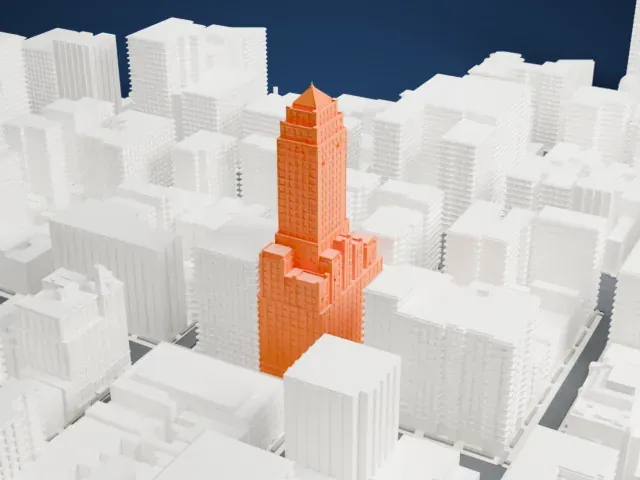 Carlyle Hotel model, West view