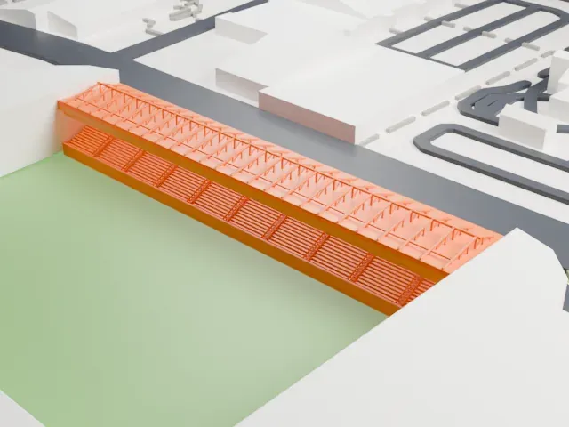 Carrow Road model, East view