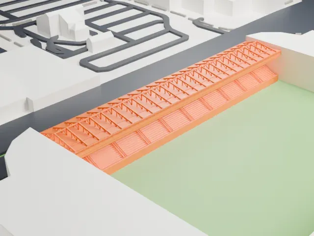 Carrow Road model, South view