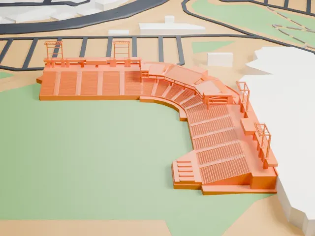 Cashman Field model, North view