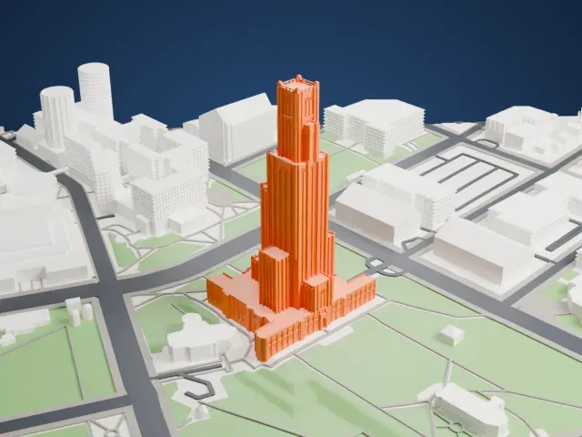Cathedral of Learning model, East view