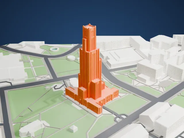 Cathedral of Learning model, North view