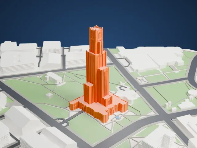 Cathedral of Learning model, West view