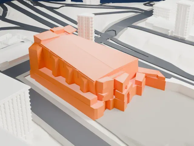 Cathedral of Our Lady of the Angels model, South view
