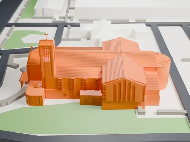 Cathedral of Saints Simon and Jude model, South view