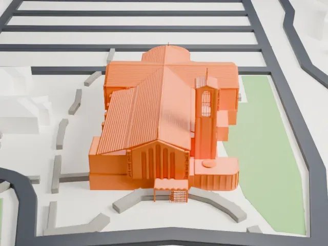 Cathedral of Saints Simon and Jude model, West view