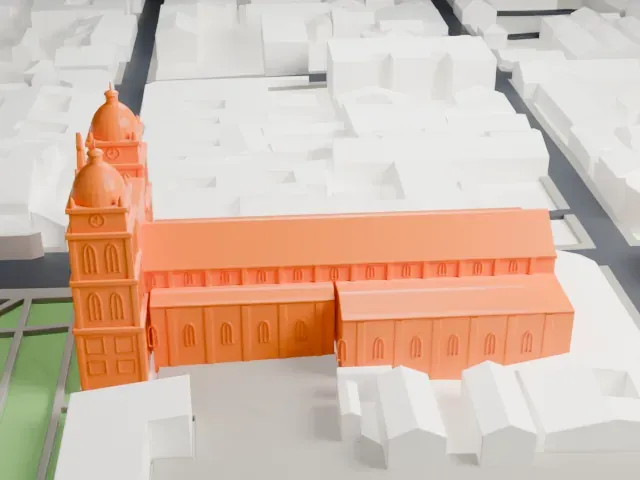 Cathedral of Santa Cruz de la Sierra model, West view