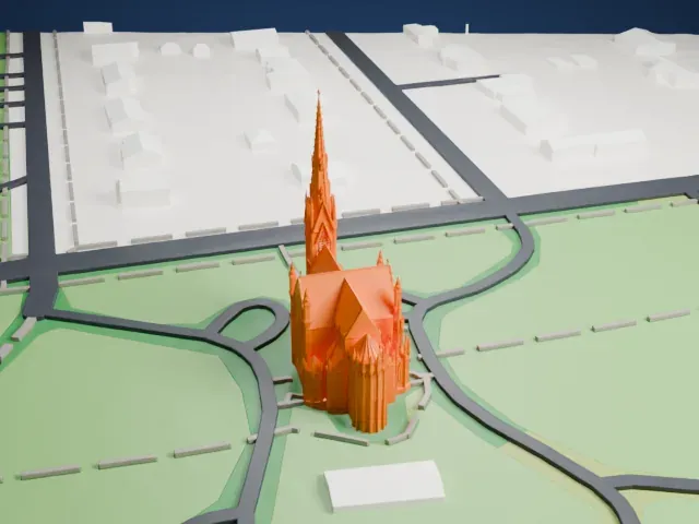 Cathedral of the Incarnation, Garden City model, West view