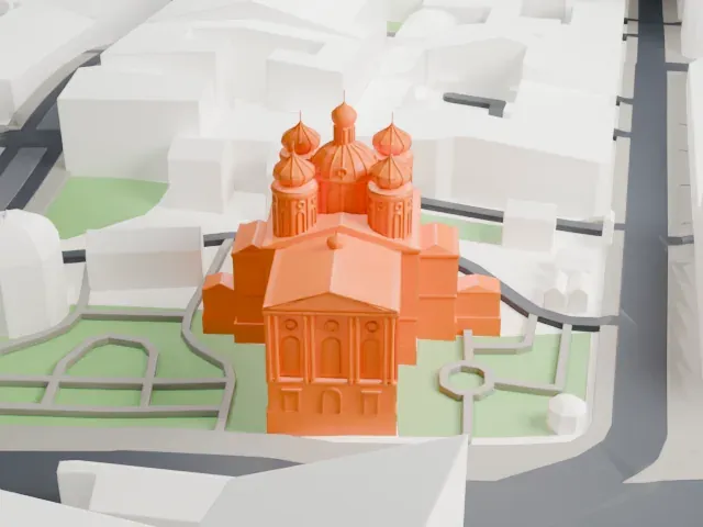 Cathedral of the Vladimir Icon of the Mother of God model, West view