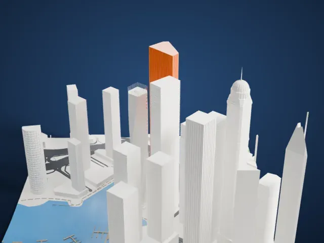 Cayan Tower model, East view