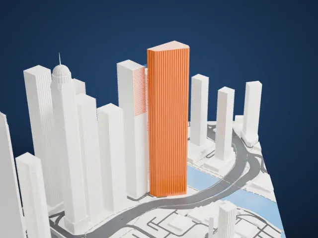 Cayan Tower model, North view