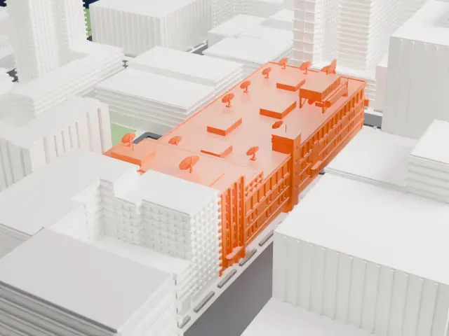 CBS Broadcast Center model, East view
