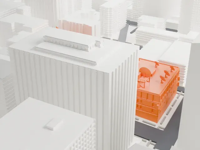 CBS Broadcast Center model, North view