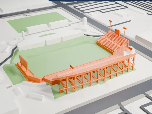 CEFCU Stadium model, West view