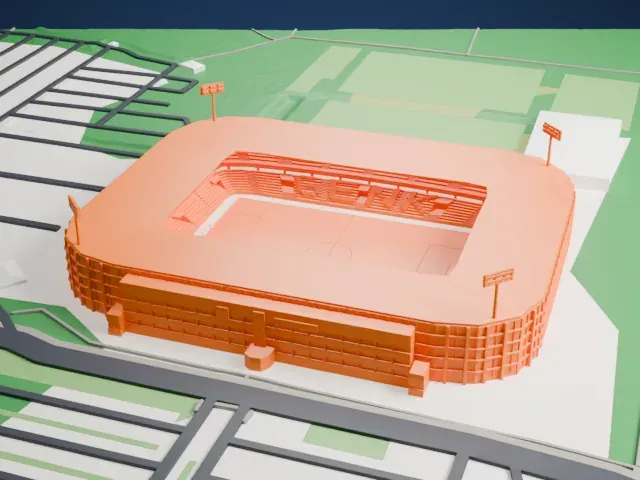 Cegeka Arena model, West view