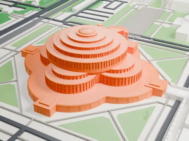 Centennial Hall (Wrocław) model, East view