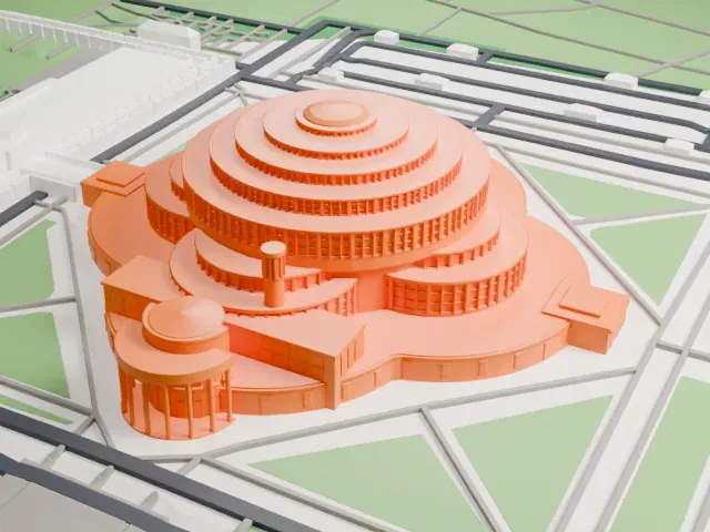 Centennial Hall (Wrocław) model, West view