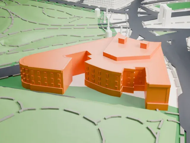 Central Library, Brooklyn Public Library model, East view