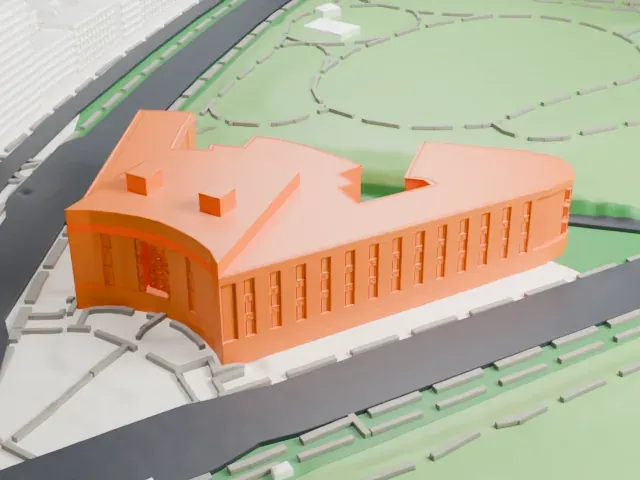 Central Library, Brooklyn Public Library model, West view