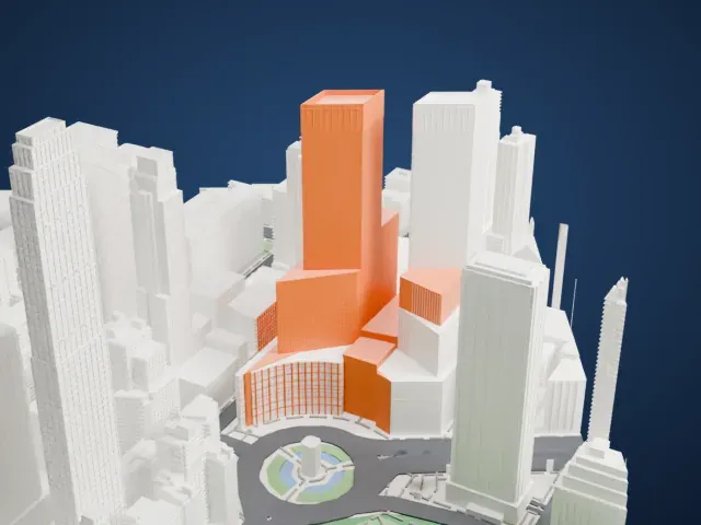 Central Park Place model, East view