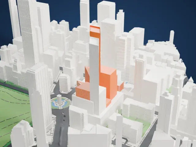 Central Park Place model, North view