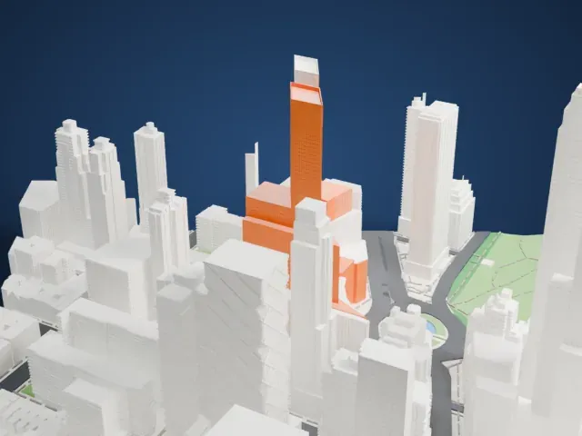 Central Park Place model, South view