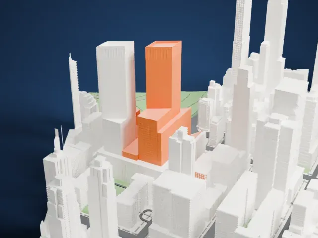 Central Park Place model, West view