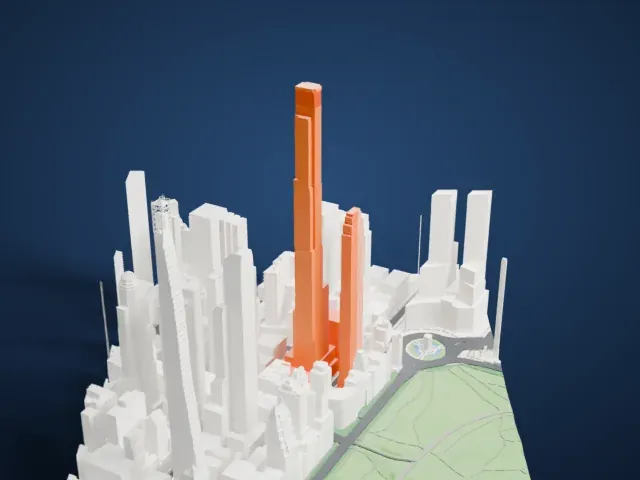 Central Park Tower model, East view
