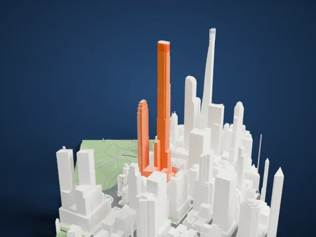 Central Park Tower model, West view