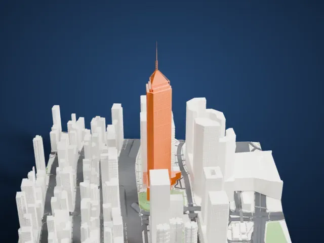 Central Plaza model, East view