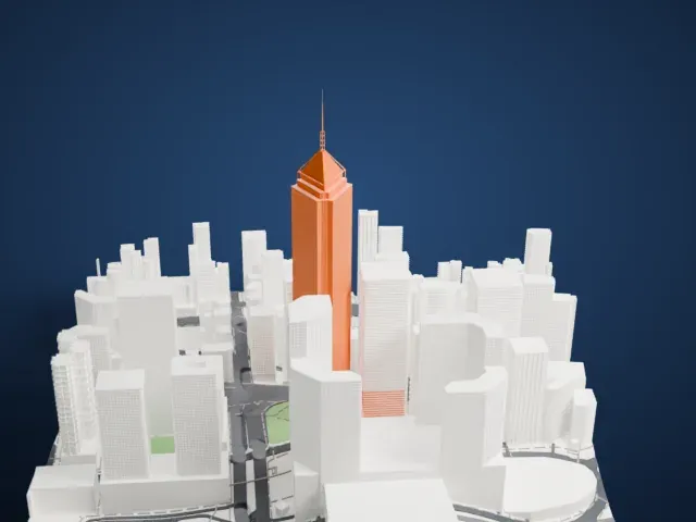 Central Plaza model, North view