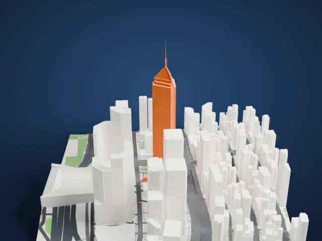 Central Plaza model, West view